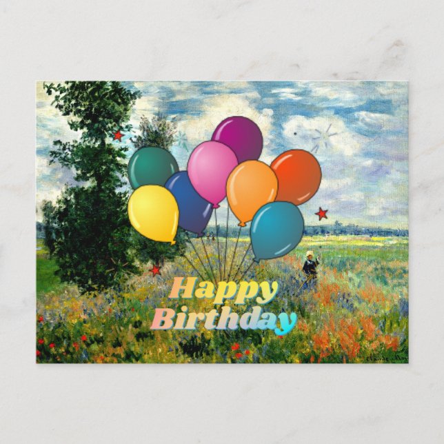 Postal Feliz cumpleaños, Poppy Field, Argenteuil, (Anverso)