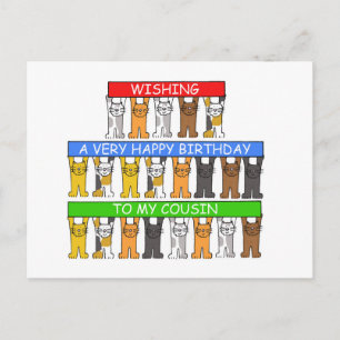 Postal Feliz cumpleaños primo Personalizados gatos