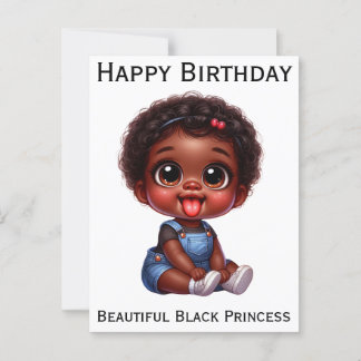 Postal Feliz cumpleaños princesa negra piel morena melani