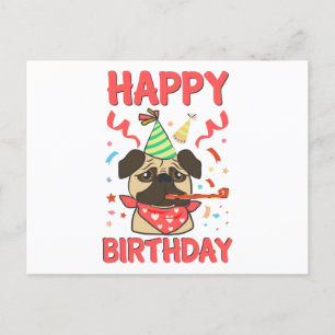 Postal Feliz Cumpleaños Pug Bulldog