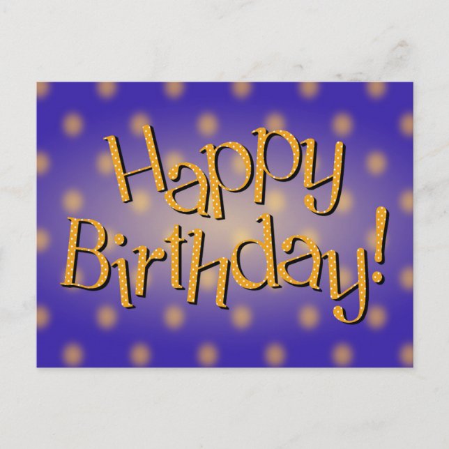 Postal Feliz cumpleaños Punto de Polka Amarillo Textos Bl (Anverso)