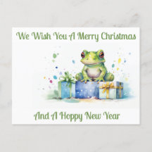 Feliz cumpleaños rana verde linda con regalos envu