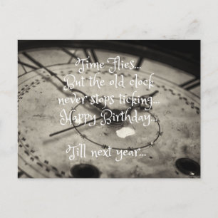 Postal Feliz Cumpleaños Reloj Antiguo Divertido
