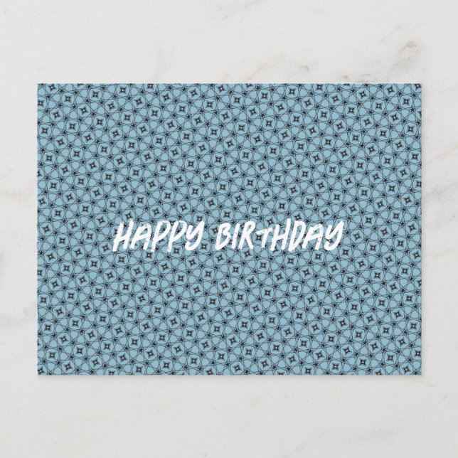 Postal Feliz cumpleaños Resumen Patrón negro y azul (Anverso)