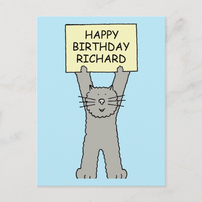 Postal Feliz cumpleaños Richard Personalizado Cat (Anverso)