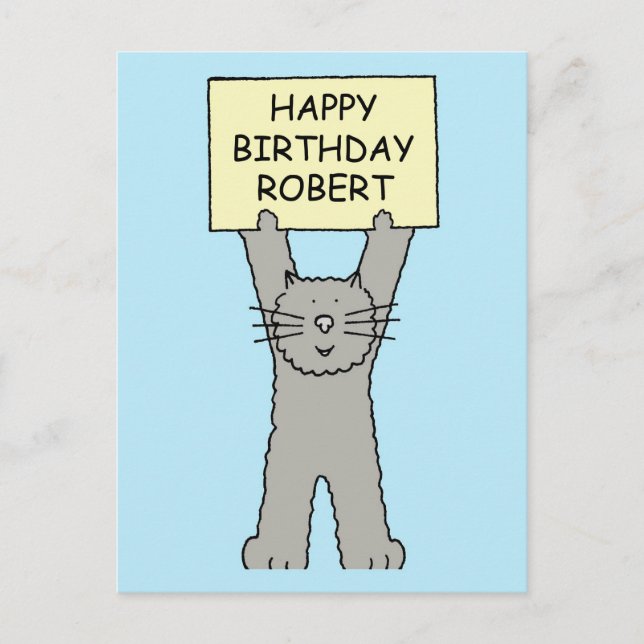 Postal Feliz cumpleaños Robert Personalizado Cat (Anverso)
