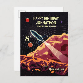 Postal Feliz cumpleaños Rocket Space Universo