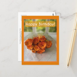 Postal ¡Feliz Cumpleaños! Rosas Naranjas y Amarillas