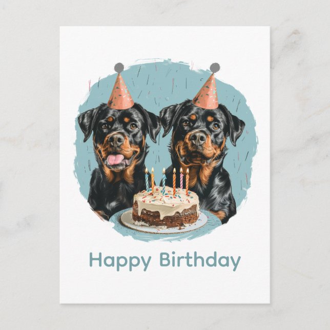 Postal Feliz cumpleaños Rottweiler Dogs (Anverso)