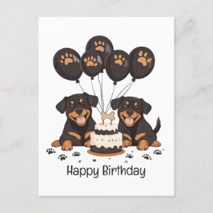 Postal Feliz cumpleaños Rottweiler Dogs