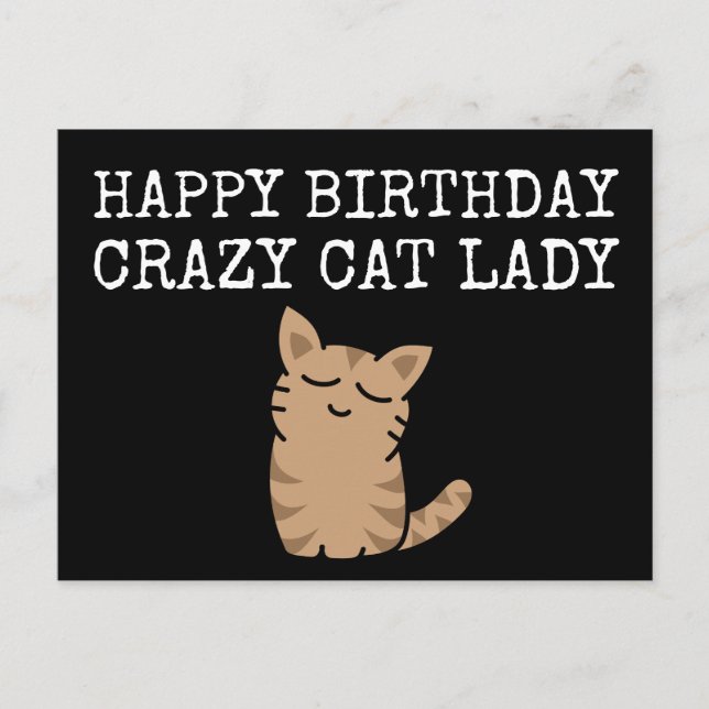 Postal Feliz Cumpleaños Señora de los Gatos Locos (Anverso)