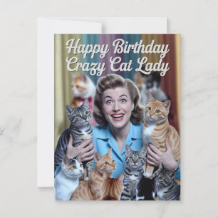 Postal Feliz Cumpleaños Señora Gata Loca