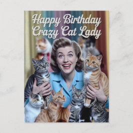 Postal Feliz Cumpleaños Señora Gata Loca