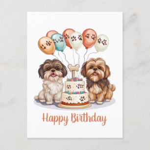 Postal Feliz Cumpleaños Shih Tzu Pastel de Cumpleaños de 
