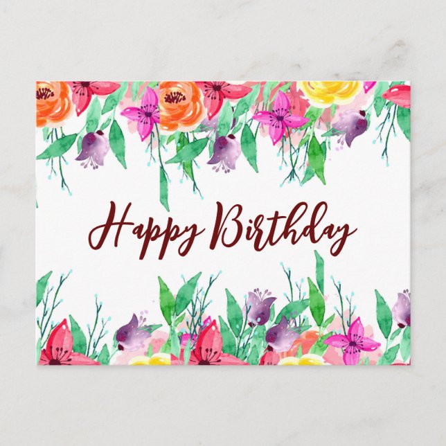 Postal Feliz cumpleaños, sobrina diseño floral (Anverso)