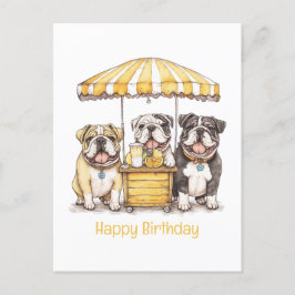 Postal Feliz Cumpleaños Stand de Limonada Bulldogs Ingles