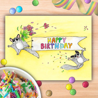 Postal Feliz Cumpleaños Sugar Gliders
