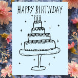 Postal Feliz cumpleaños, tarta de cumpleaños, capricho de<br><div class="desc">¡Dulce dibujo de un lindo pastel para desear a alguien un feliz cumpleaños! Haga clic en "editar usando la herramienta de diseño" para ajustar las fuentes, colores y colocaciones. También puede cambiar el color de fondo o consultar mi tienda para ver más opciones de color. Personalizar con su propio texto....</div>