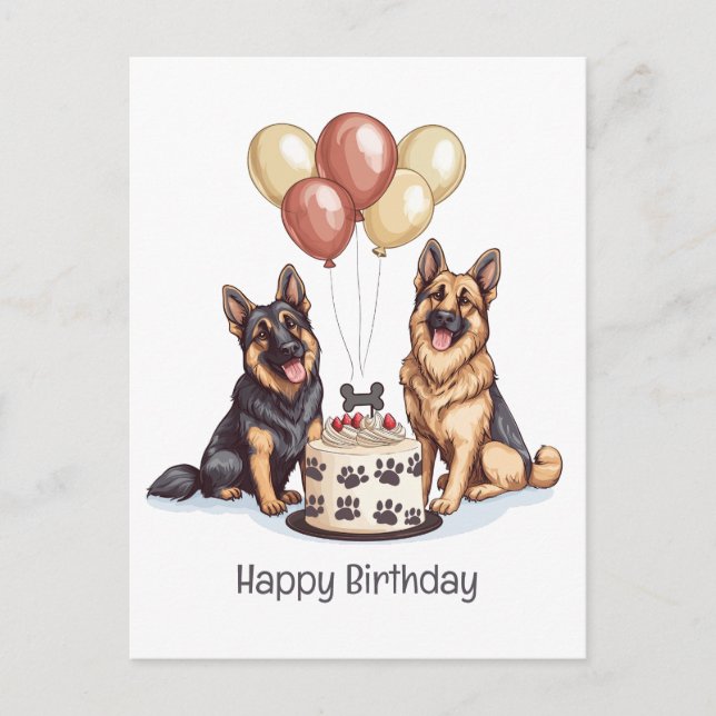 Postal Feliz Cumpleaños Tarta de Cumpleaños para Perros P (Anverso)