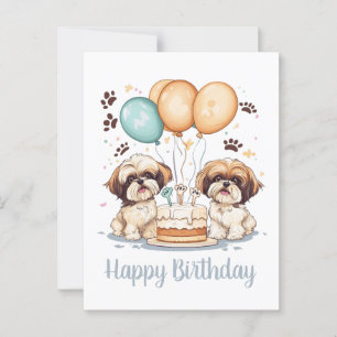 Postal Feliz Cumpleaños Tarta de Cumpleaños para Perros S