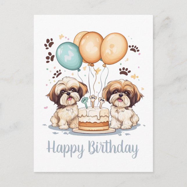 Postal Feliz Cumpleaños Tarta de Cumpleaños para Perros S (Anverso)