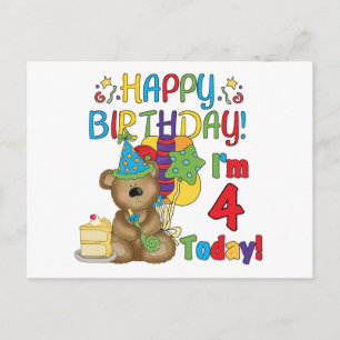 Postal Feliz cumpleaños Teddy Bear 4ª camisetas y regalos