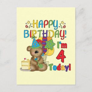 Postal Feliz cumpleaños Teddy Bear 4ª camisetas y regalos