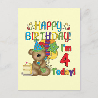 Postal Feliz cumpleaños Teddy Bear 4ª camisetas y regalos