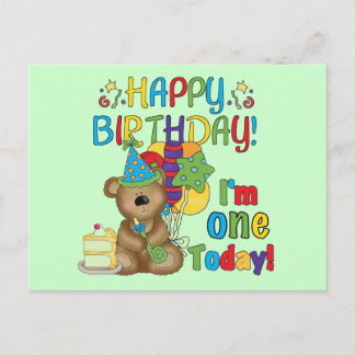 Postal Feliz cumpleaños Teddy Bear primera camisetas y re