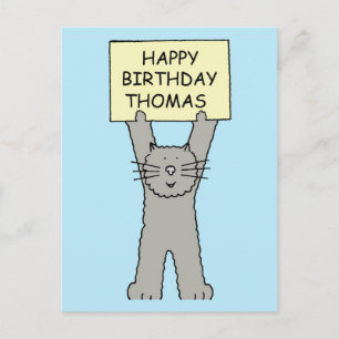 Postal Feliz cumpleaños Thomas Personalizado Cat