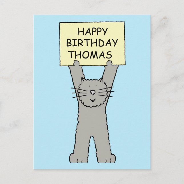 Postal Feliz cumpleaños Thomas Personalizado Cat (Anverso)