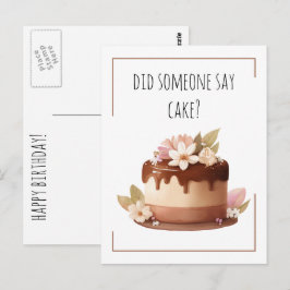 Postal Feliz Cumpleaños Torta de Café Divertida