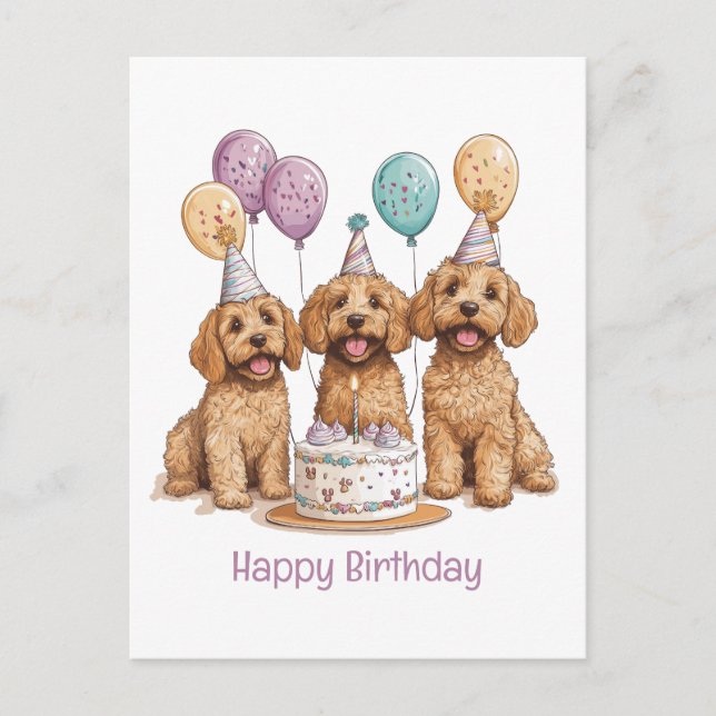 Postal Feliz Cumpleaños Torta de Cumpleaños para Perros G (Anverso)