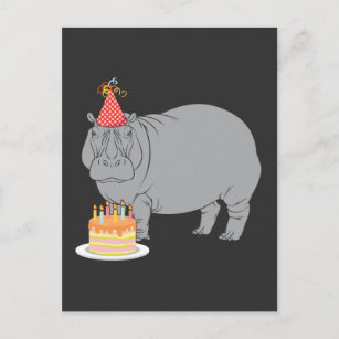Postal Feliz cumpleaños Torta de Gorra del Zoológico de H