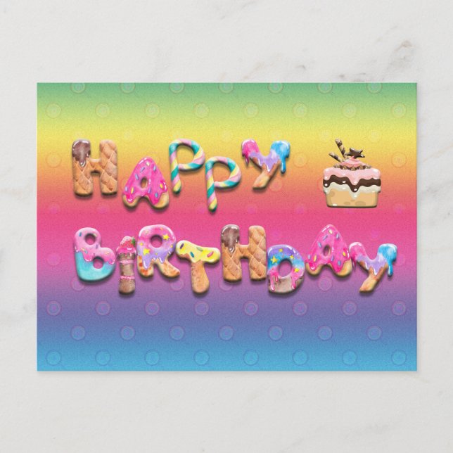 Postal Feliz Cumpleaños Trajes Dulces Personalizado Texto (Anverso)