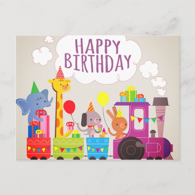 Postal Feliz Cumpleaños Tren (Anverso)