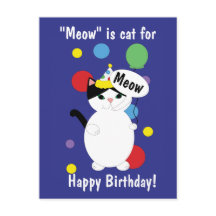 Feliz cumpleaños, un gato colorido y gracioso, Meo