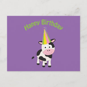 Postal ¡Feliz cumpleaños! Vaca fiesta