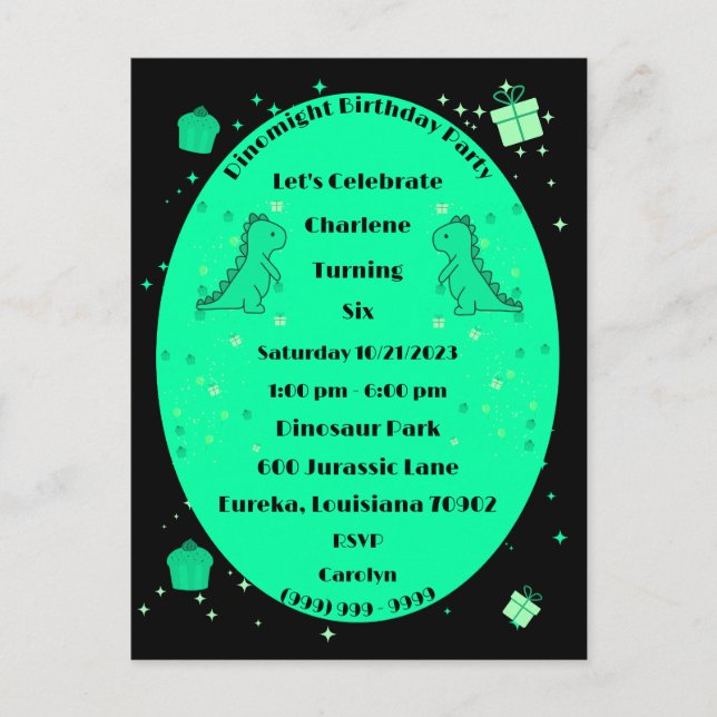 Postal Feliz cumpleaños, verde y negro (Anverso)