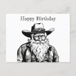 Postal Feliz Cumpleaños Viejo Vaquero con Chaqueta de Cue