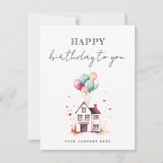 Postal Feliz Cumpleaños Watercolor House Realty
