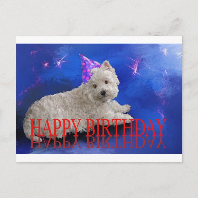 Postal Feliz cumpleaños Westie (Anverso)