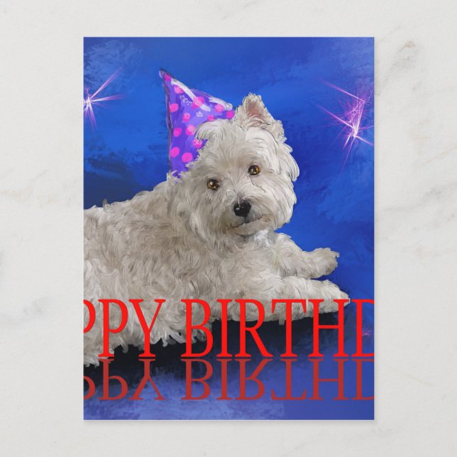 Postal Feliz cumpleaños Westie (Anverso)