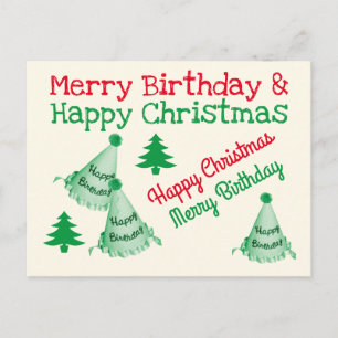 Postal Feliz cumpleaños y Feliz Navidad - Navidad Cumplea