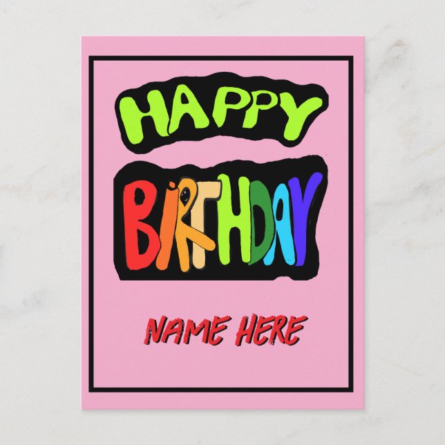 Postal Feliz cumpleaños y nombre personalizado (Anverso)