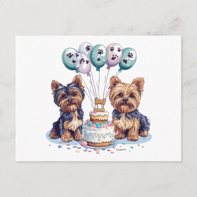 Postal Feliz cumpleaños Yorkie Dog (Anverso)