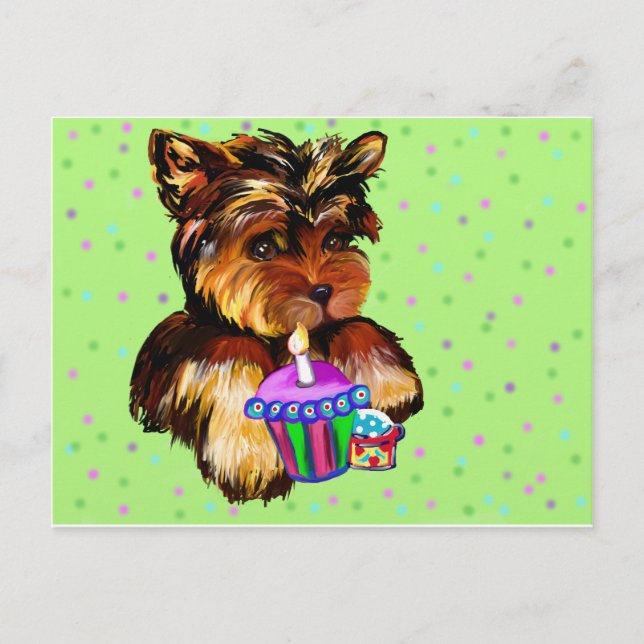POSTAL FELIZ CUMPLEAÑOS YORKIE POO (Anverso)