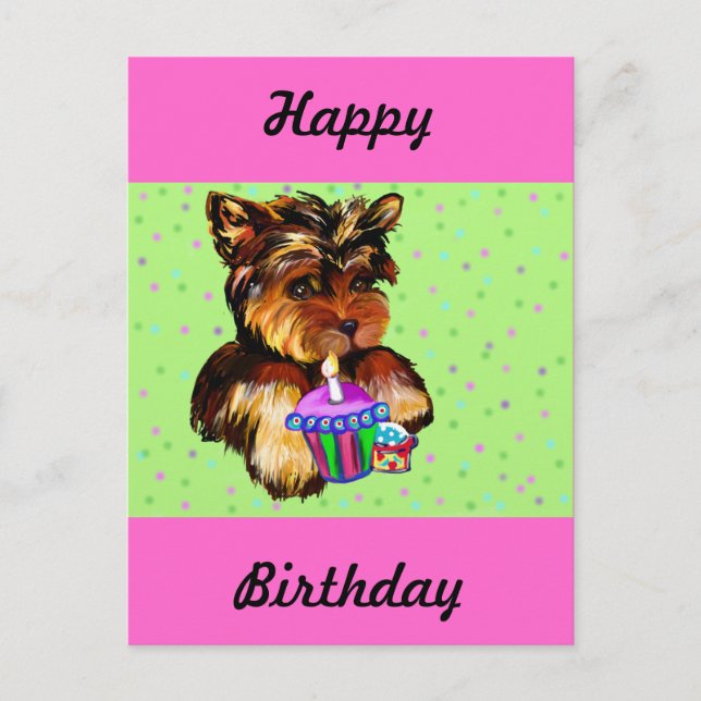 POSTAL FELIZ CUMPLEAÑOS YORKIE POO (Anverso)