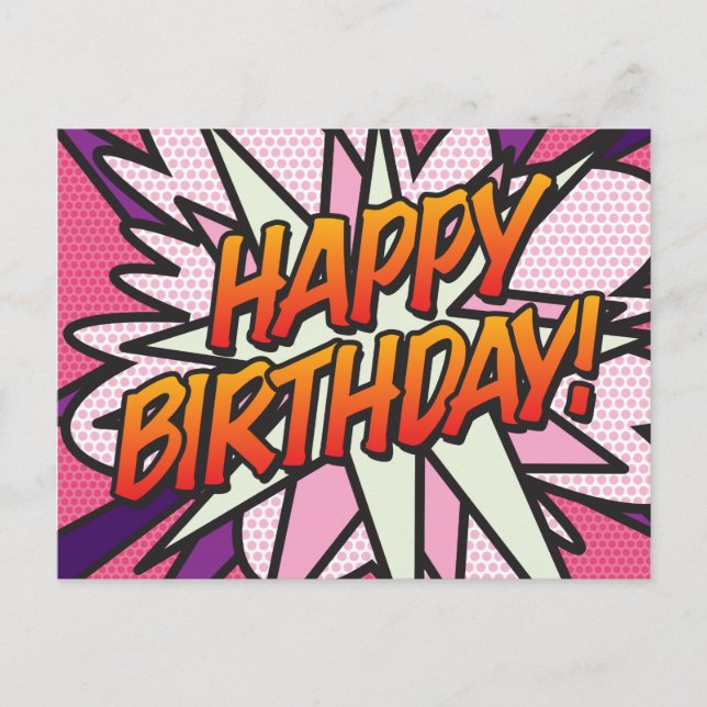 Postal FELIZ CUMPLEAÑOSComic Book Pop Art (Anverso)