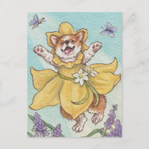 Postal feliz Daffy Dilly Spring Corgi Dog